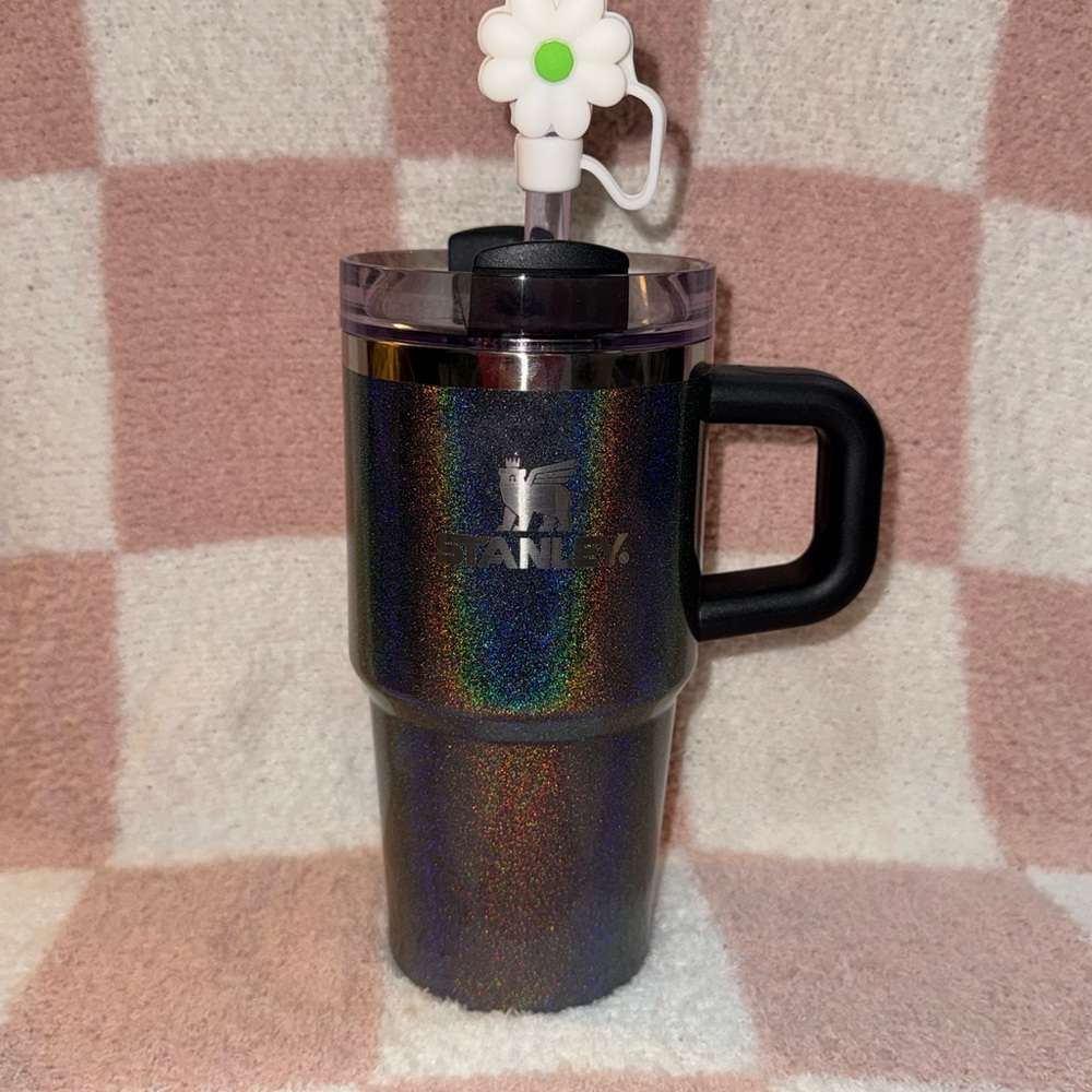 Stanley Iridescent Black “Midnight Glitz” Travel Tumbler with Handle 20oz